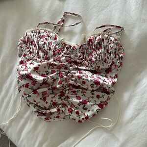 For Love and Lemons Crop Top (Pink and White)